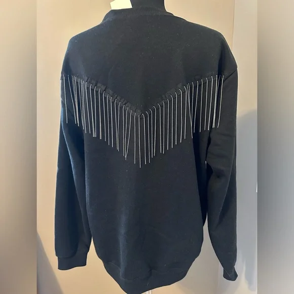 NWT VINYL ICONS BLONDIE studded Chain Fringe sweatshirt Large L - Picture 2 of 6